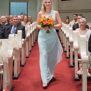 Long Mesh One Shoulder Illusion Bridesmaid Dress